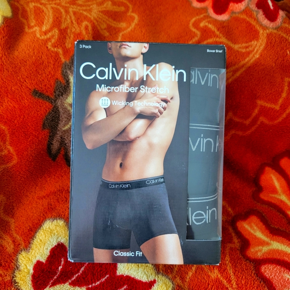 Calvin Klein Black Boxer Briefs Underwear. 3 Pack Black Wicking XL